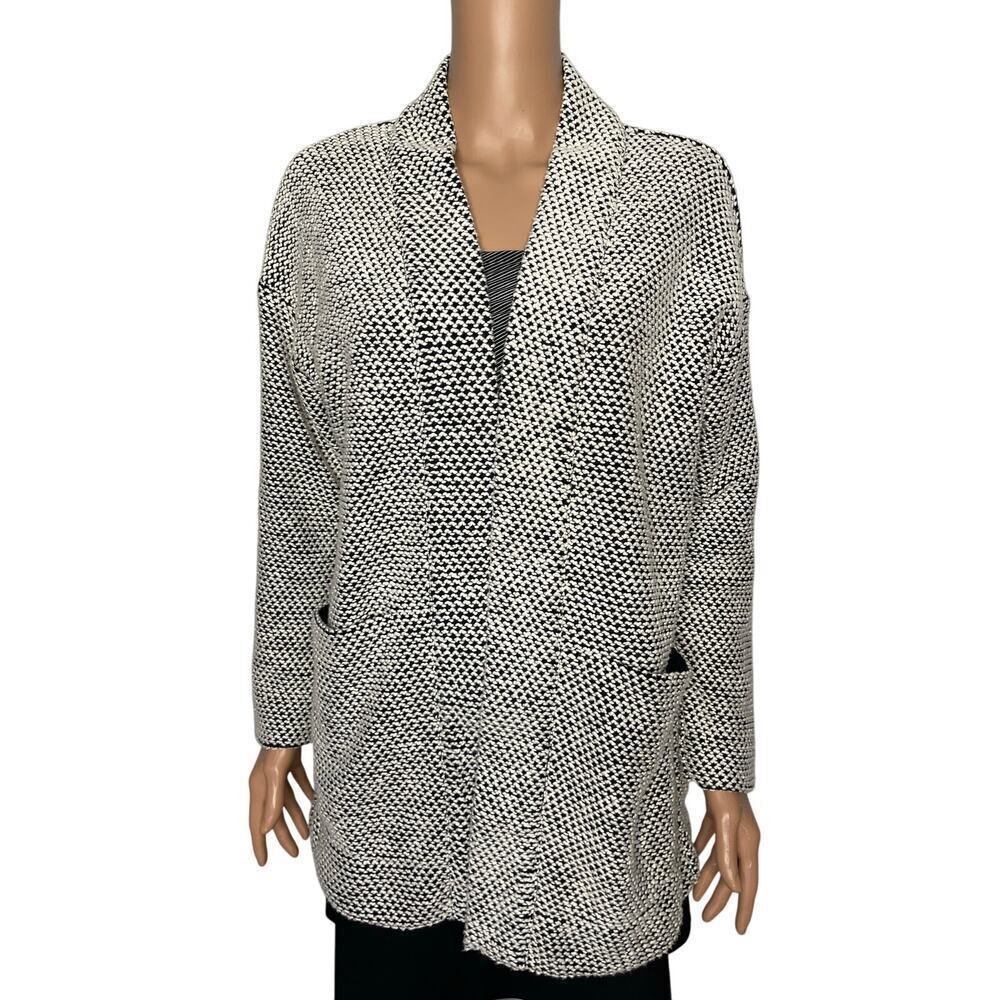 Marine Layer womens Birdseye Knit Cardigan size Small White/Black